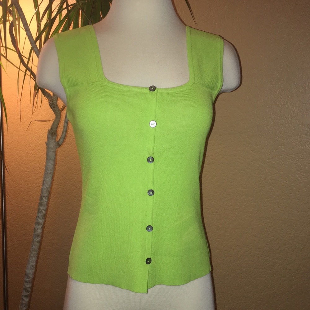 Joseph A - Lime Color Tank w/Abalone Buttons